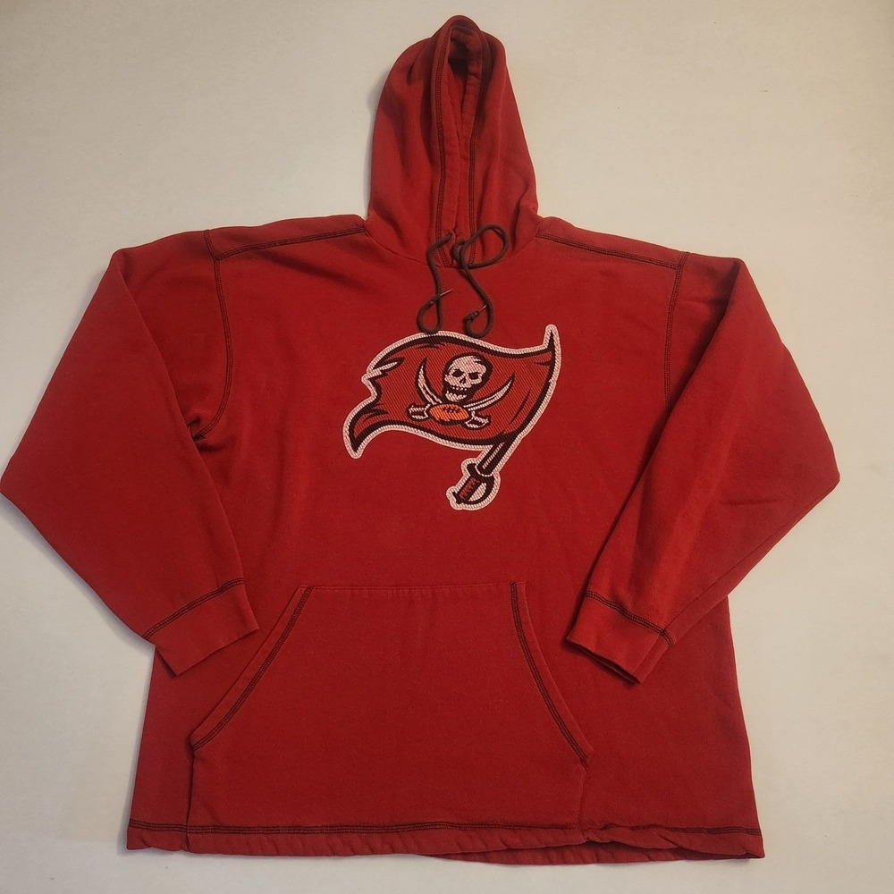 NFL Tampa Bay Buccaneers Hoodie Mens XL Red Pullover Fleece Logo Sweatshirt